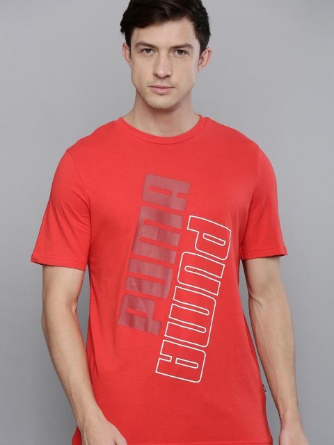 

Puma Men Red Typography Printed Pure Cotton T-shirt