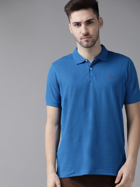 

Park Avenue Men Blue Polo Collar Slim Fit T-shirt