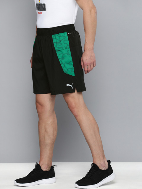 

Puma Men Black & Green Graphic 7 Printed dryCELL Running Shorts