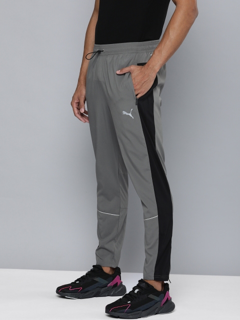 

Puma Men Grey & Black Side Striped dryCELL Tapered Woven Slim Running Track Pants