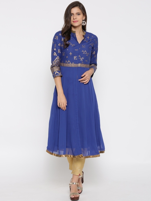 

Biba Women Blue Printed Anarkali Kurta