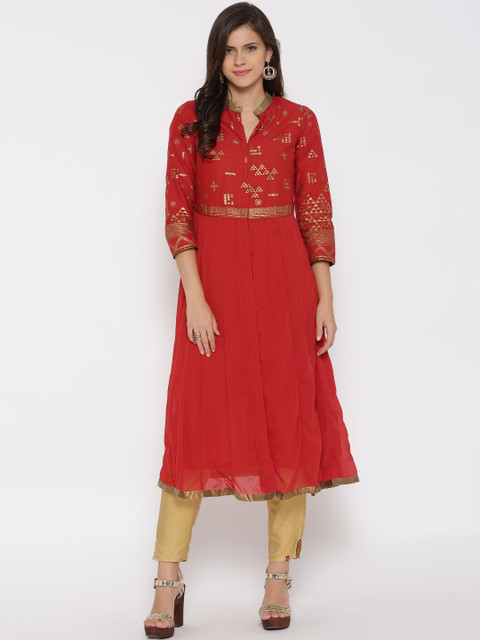 

Biba Women Red Printed Anarkali Kurta