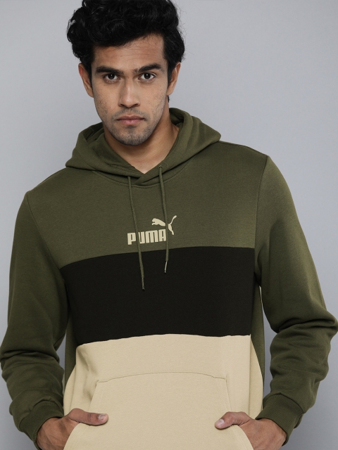 

Puma Men Green Leaf Centre Logo Printed Essentials+ Men's Hoodie Sweatshirt