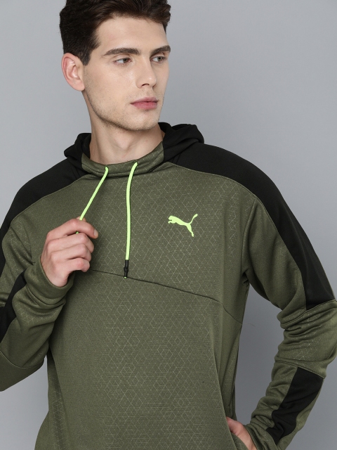 

Puma Men Olive Green Activate Knitted dryCELL Training Hoodie