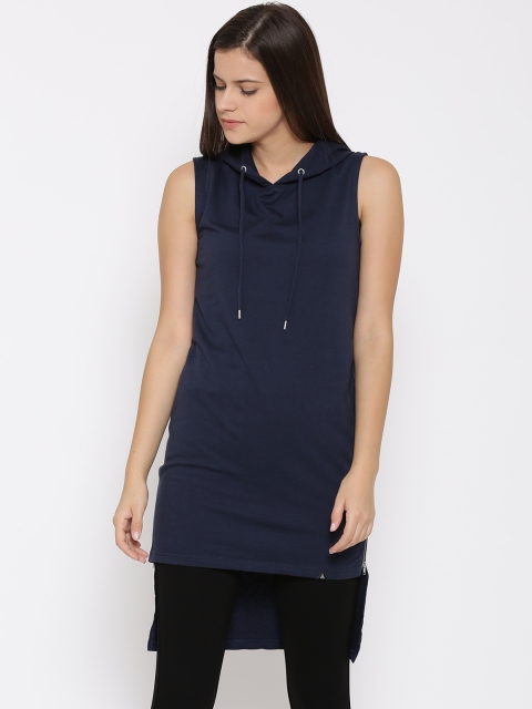 

Vero Moda Navy Sleeveless Hooded Longline Sweatshirt, Navy blue