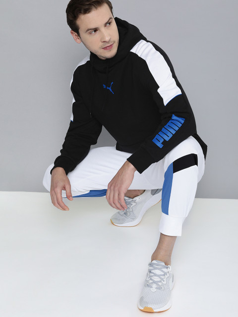 

Puma Men Black Colourblocked Hooded Sweatshirt