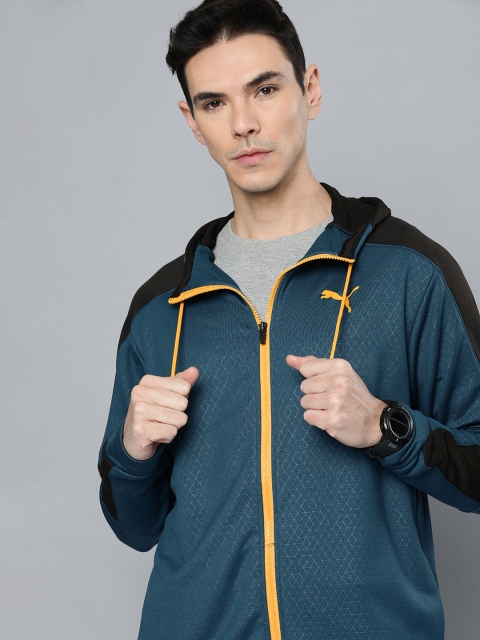 

Puma Men Blue Geometric Activate Full-Zip DryCELL Sporty Jacket