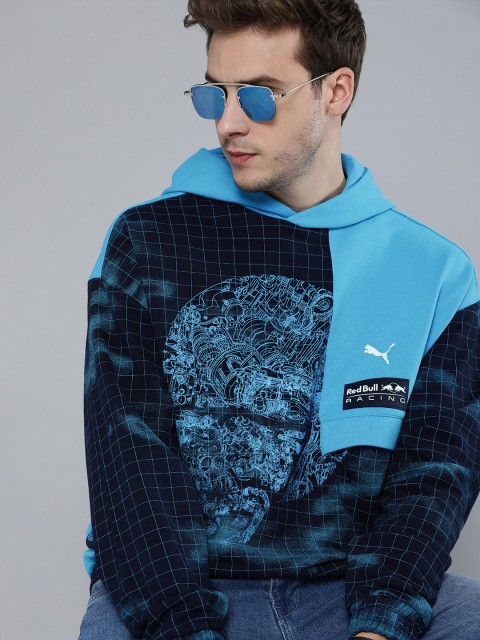 

PUMA Motorsport Men Navy Blue Printed Red Bull Racing AOP Loose Hooded Sweatshirt