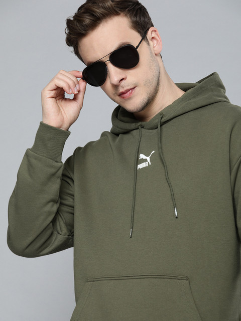

Puma Men Olive Green Classics Oversized Loose Hoodie Sweatshirt
