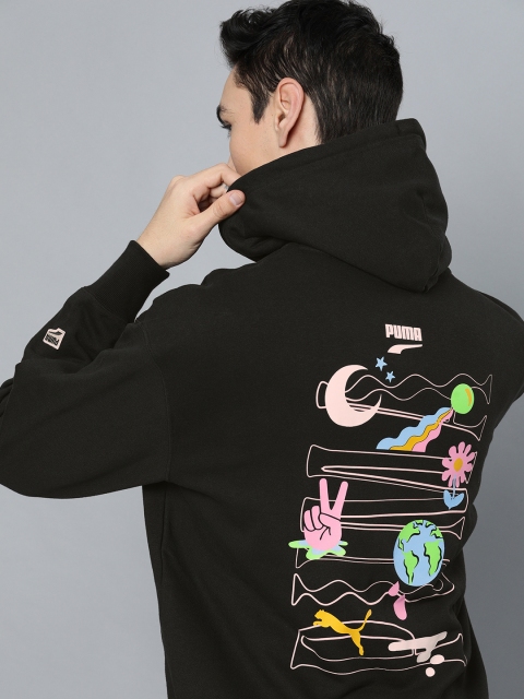 

Puma Men Black Downtown Graphic Loose Hoodie Sweatshirt