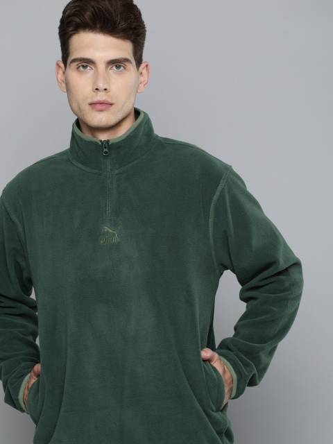 

Puma Men Green Solid Classics Polar Fleece Sweatshirt