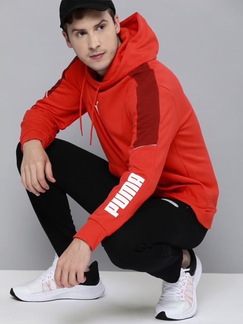 

Puma Men Red Colourblocked Hooded Sweatshirt
