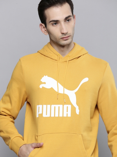 

Puma Men Mustard Yellow Logo Printed Hooded Sweatshirt
