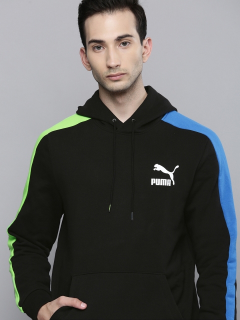

Puma Men Black Solid Side Striped Iconic T7 Hooded Sweatshirt