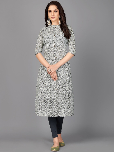 

Vbuyz Women White Floral Printed Kurta