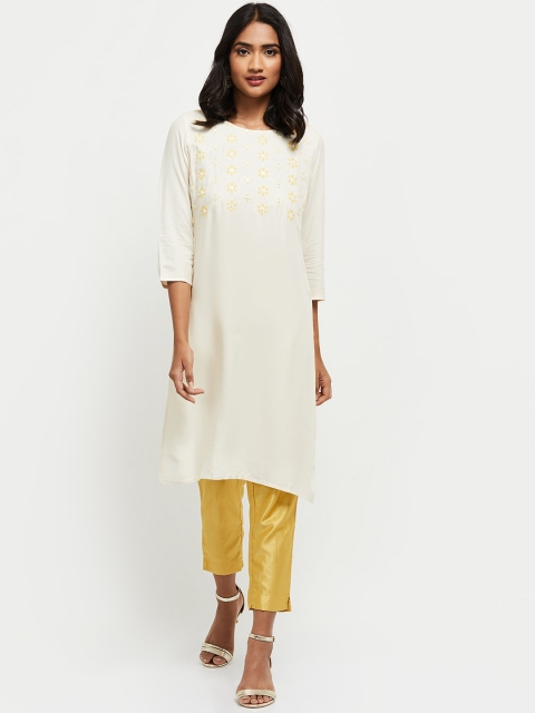 

max Women Off White Ethnic Motifs Yoke Design Kurta