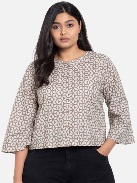 

Bewakoof Taupe Floral Regular Top