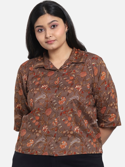 

Bewakoof Women Brown Floral Opaque Printed Casual Shirt