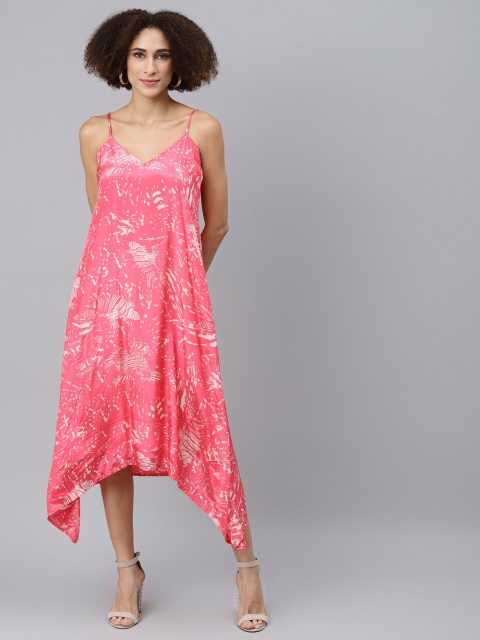 

I AM FOR YOU Pink & White Crepe A-Line Midi Dress