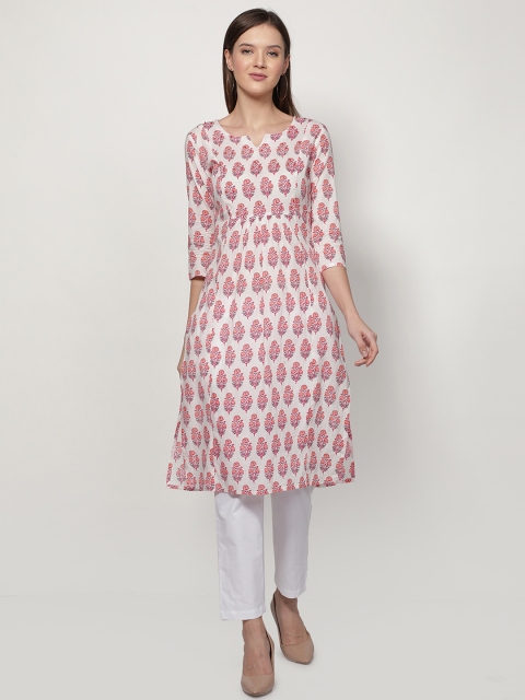 

Dipsha Women Pink & White Ethnic Motifs Printed Kurta