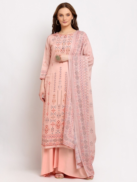 

Stylee LIFESTYLE Peach-Coloured Embroidered Unstitched Dress Material