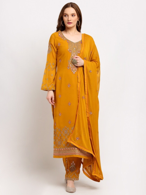 

Stylee LIFESTYLE Yellow Embroidered Unstitched Dress Material