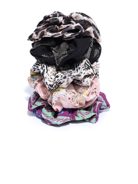 

I AM FOR YOU Women Multicoloured Set of 5 Ponytail Holders, Multi