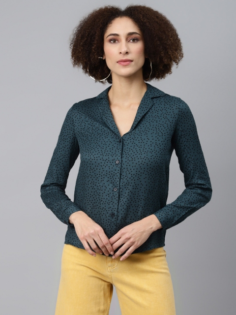 

I AM FOR YOU Green & Black Crepe Regular Top
