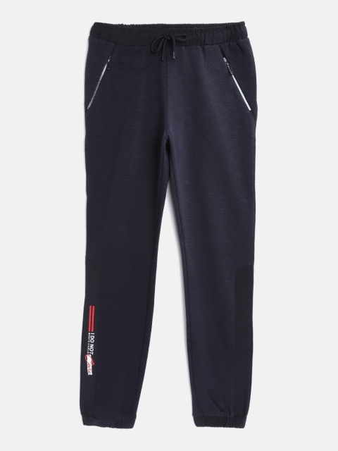 

Monte Carlo Girls Navy Blue Solid Joggers with Brand Logo Print Detail