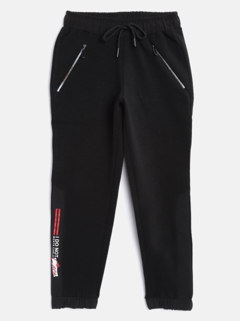 

Monte Carlo Girls Black Solid Joggers with Brand Logo Print Detail