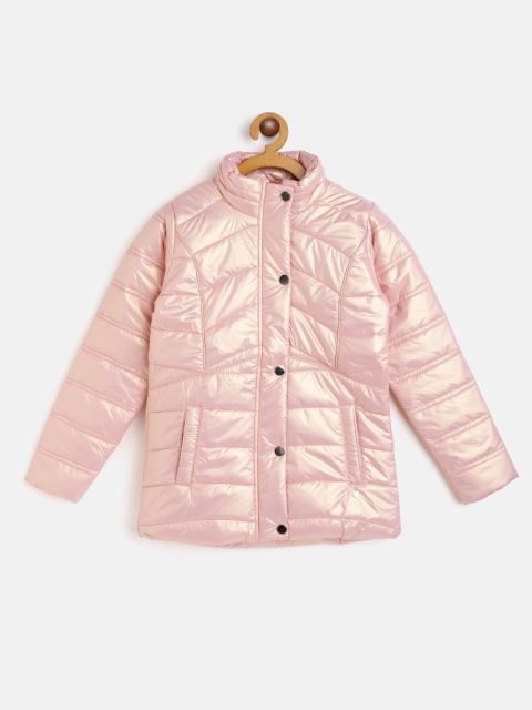 

Monte Carlo Girls Light Pink Solid Sheen Effect Puffer Jacket