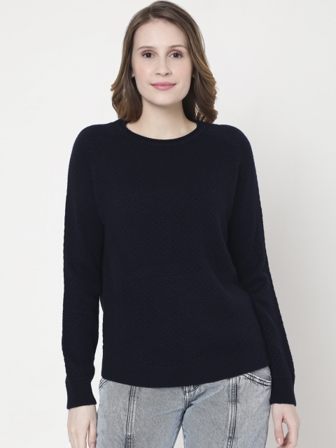 

Vero Moda Women Navy Blue Solid Pullover Sweater