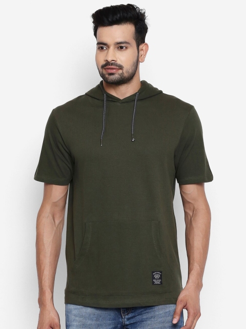 

People Men Olive Green Pockets Cotton T-shirt