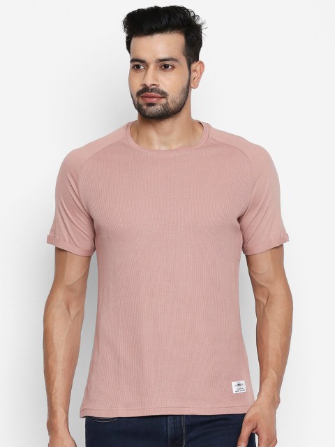

People Men Pink Cotton T-shirt