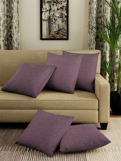 

NEUDIS Purple Set of 5 Geometric Square Cushion Covers