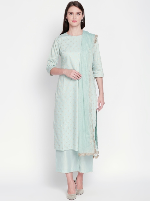 

RANGMANCH BY PANTALOONS Women Green Regular Kurta with Palazzos & With Dupatta