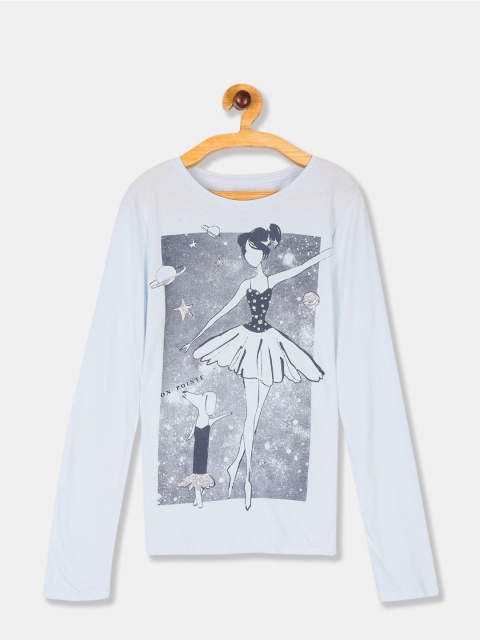 

GAP Girls Blue Embellished Graphic Long Sleeve Tee