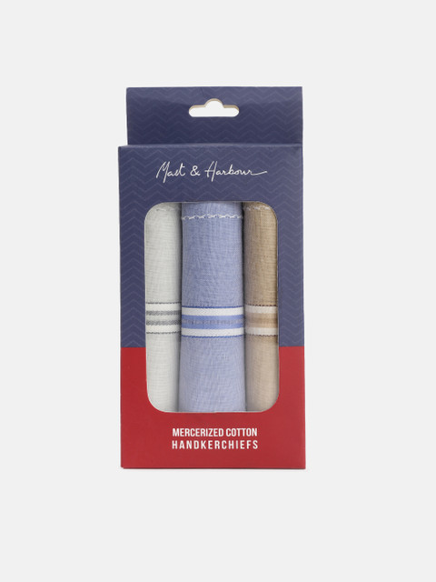 

Mast & Harbour Men Pack of 3 Solid Mercerized Cotton Handkerchiefs, Grey