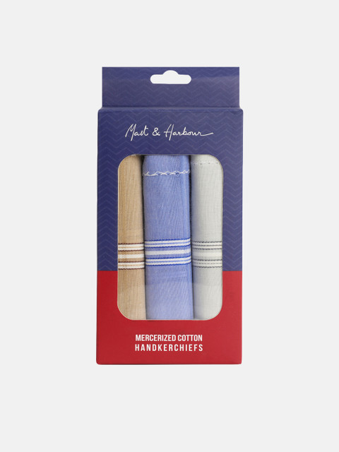 

Mast & Harbour Men Set of 3 Mercerized Cotton Handkerchief, Beige