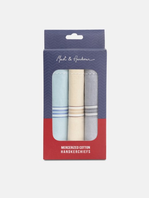 

Mast & Harbour Men Pack of 3 Solid Mercerized Cotton Handkerchiefs, Grey