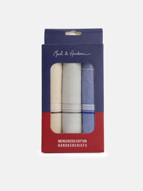 

Mast & Harbour Men Set of 3 Mercerized Cotton Handkerchief, Blue