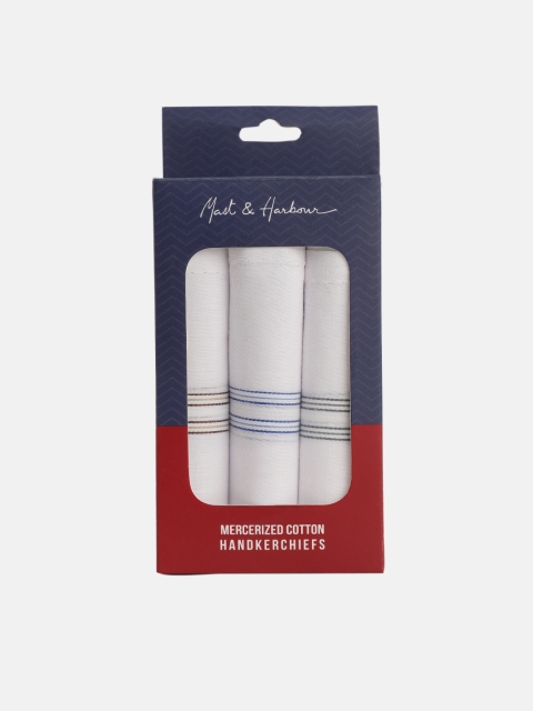

Mast & Harbour Men Pack of 3 White Solid Mercerized Cotton Handkerchiefs