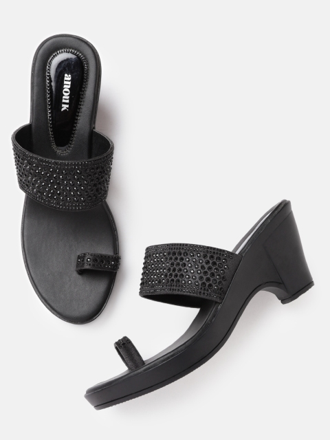 

Anouk Black Embellished Block Heels