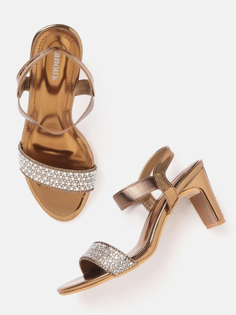 

Anouk Women Bronze-Toned Embellished Handcrafted Block Heels