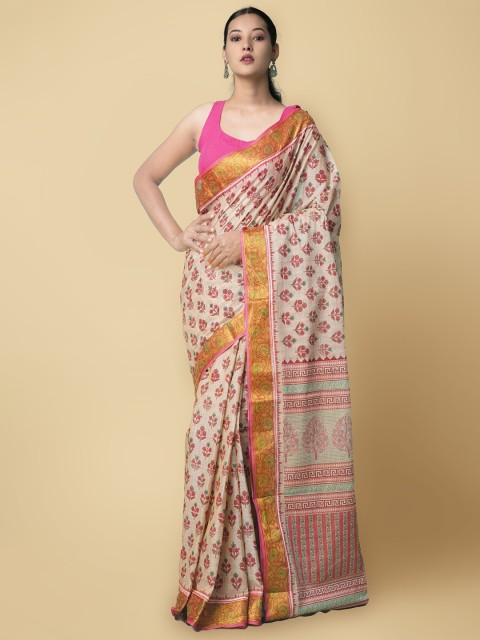 

Unnati Silks Women Beige Woven Design