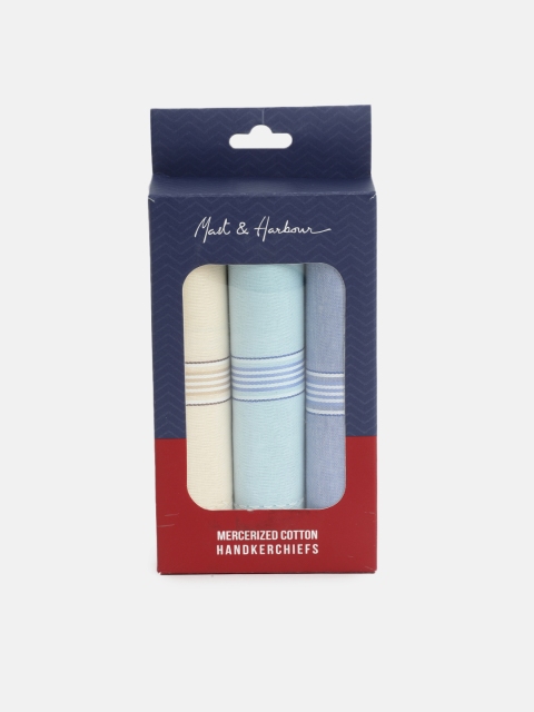 

Mast & Harbour Men Set of 3 Solid Assorted Cotton Handkerchiefs, Off white