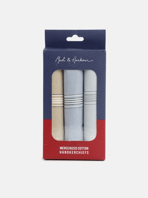 

Mast & Harbour Men Set of 3 Solid Grey & Blue Cotton Handkerchiefs