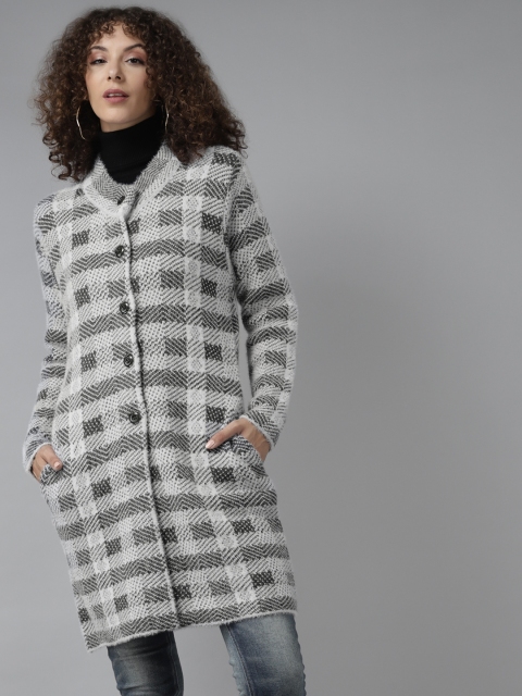 

Cayman Women Grey Longline Woollen Cardigan