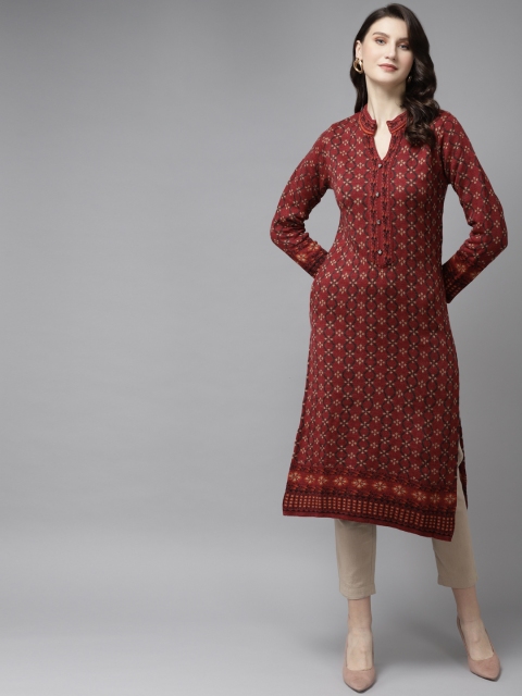 

Cayman Women Maroon & Beige Ethnic Motifs Printed Kurta