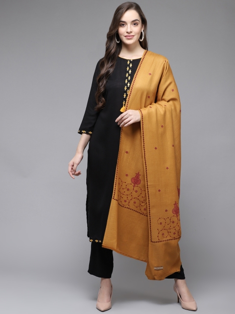 

Cayman Women Mustard & Red Woollen Woven Design Shawl